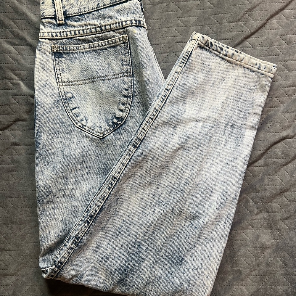 Acid Wash High Waisted Denim Jeans